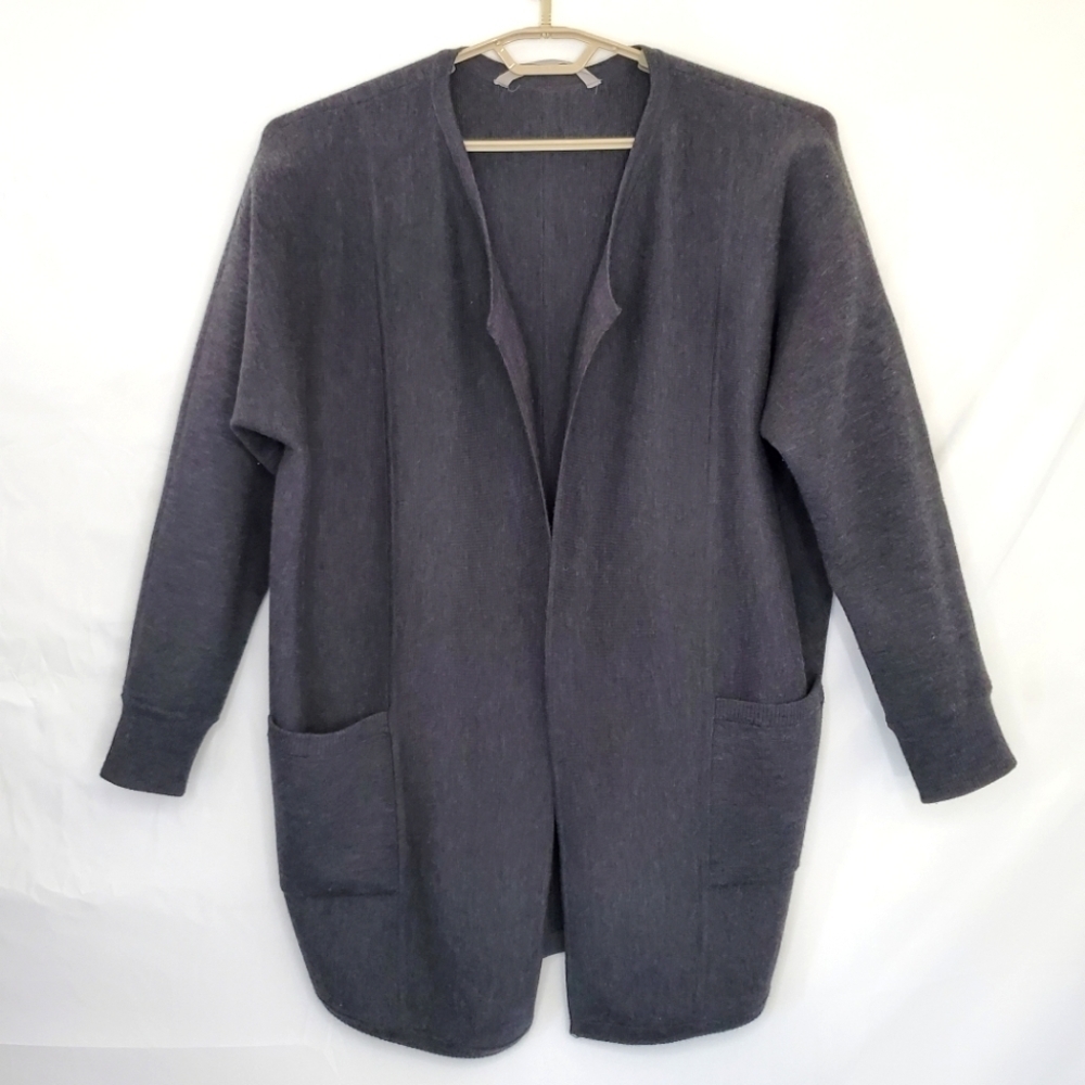 Athleta Chill Chaser Merino Wool Blend Long Cardigan M Open Front Knit Sweater